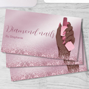 Afro American Glitter Nail Artist Manicure Beauty Business Card