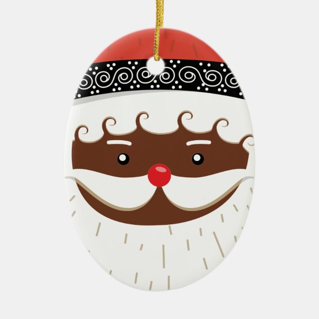 afro american santa ceramic tree decoration (Front)