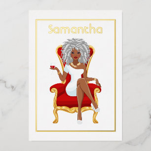 Afro Birthday Party Foil Invitation