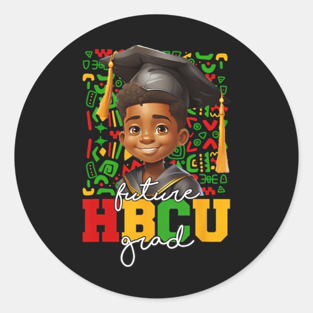 Afro Black Boy College Graduation Future Hbcu Grad Classic Round Sticker (Front)