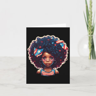 Afro Black Girl Us Flag Melanin 4th Of July Africa Card