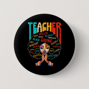 Afro Black History Month African American Teacher  6 Cm Round Badge