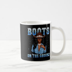 Afro Black Melanin Queen Western Cowgirl Hat Boots Coffee Mug