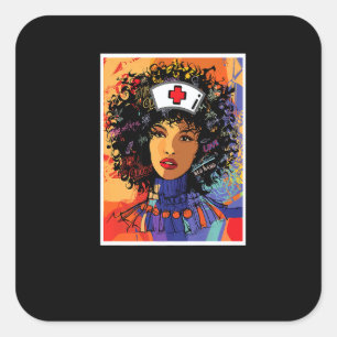 Afro Black Nurse Black History Month African Ameri Square Sticker