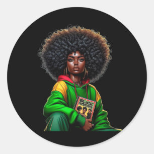 Afro Black Queen Africa Colour - Black History Mon Classic Round Sticker