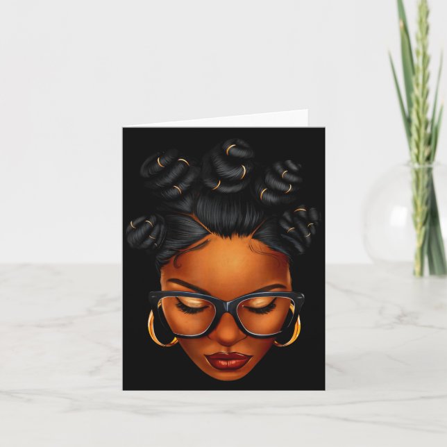 Afro Black Woman African Black History Month Melan Card (Front)
