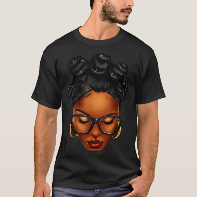 Afro Black Woman African Black History Month Melan T-Shirt (Front)