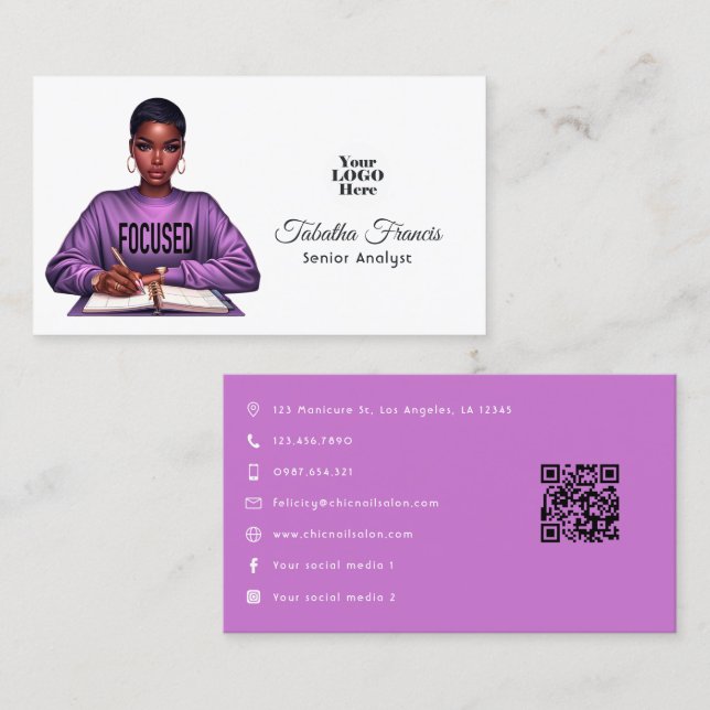 Afro Black Woman Empowerment Leadership Art Business Card (Front/Back)
