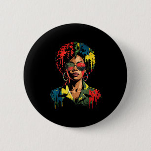 Afro black woman melanin queen african black 6 cm round badge