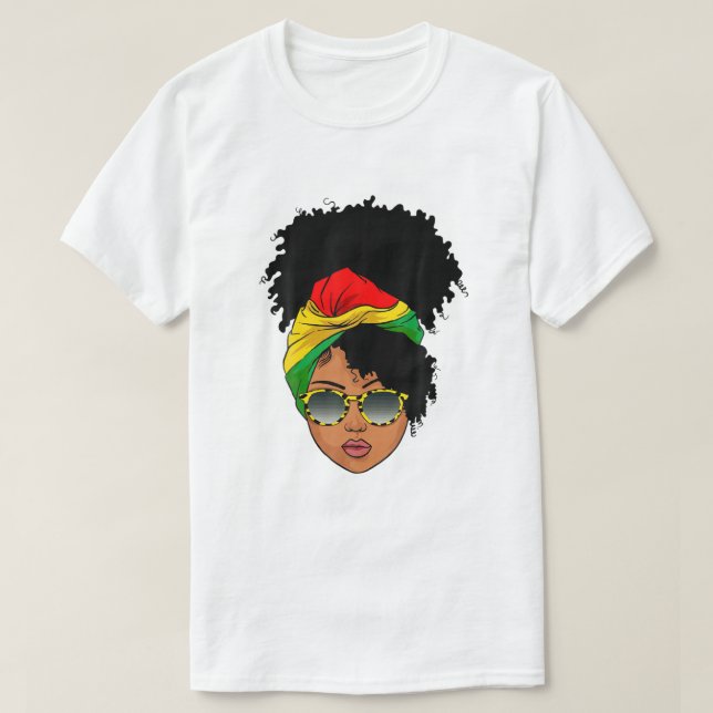 Afro Black Woman Melanin Queen African Black Histo T-Shirt (Design Front)