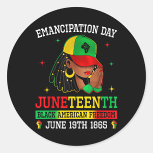 Afro Black Women Melanin Queen Juneteenth Emancipa Classic Round Sticker