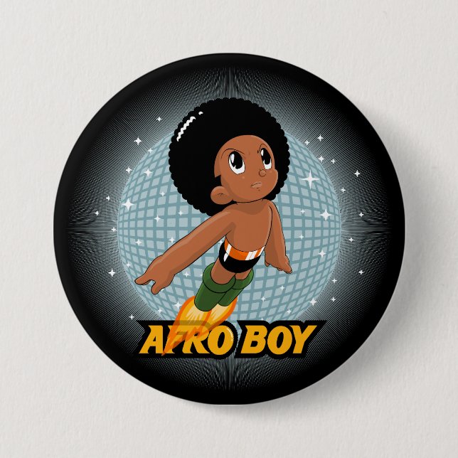 Afro Boy 7.5 Cm Round Badge (Front)