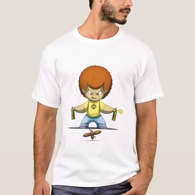 Afro Bug Hunter Cartoon Spray Design.  T-Shirt (Front)