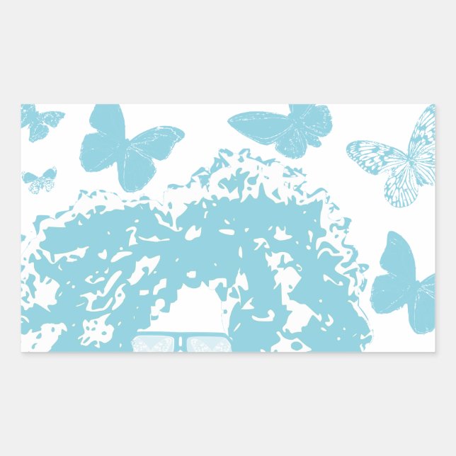 Afro, Butterflies and Sunglasses Rectangular Sticker (Front)