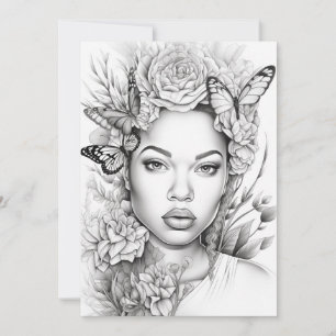 Afro Butterfly Beauty   Colour Your Own Postcard