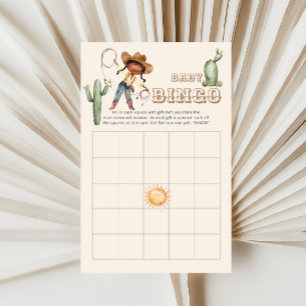 Afro Cowgirl Ranch Baby Shower Bingo Game Card