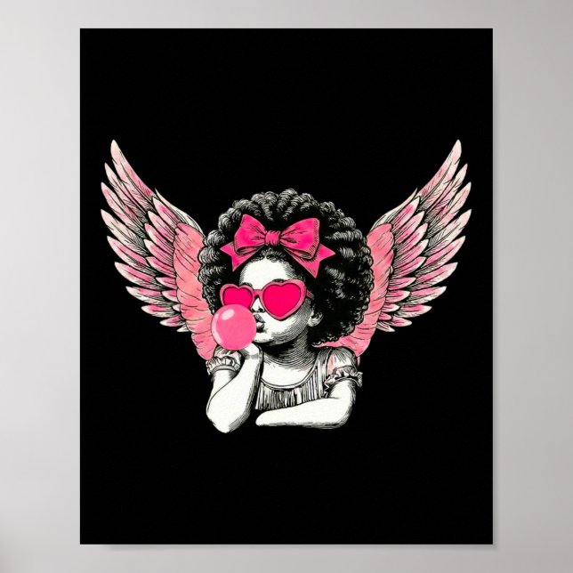Afro Cupid With Sungles Blowing Bubble Gum Valenti Poster (Front)