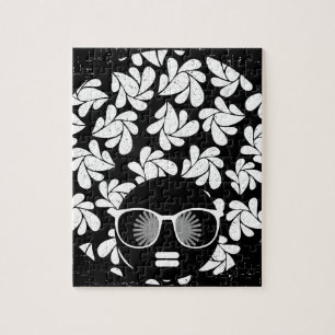 Afro Diva Black & White Jigsaw Puzzle