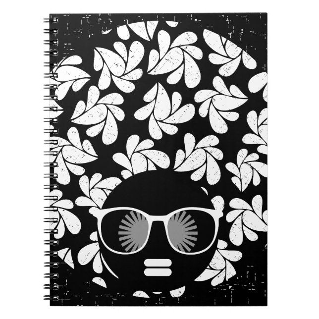 Afro Diva Black & White Spiral Notebook (Front)
