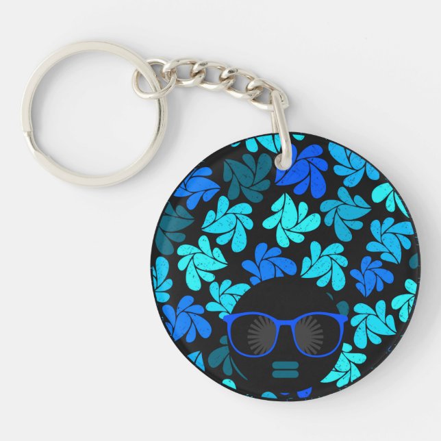 Afro Diva Blue  Key Ring (Front)