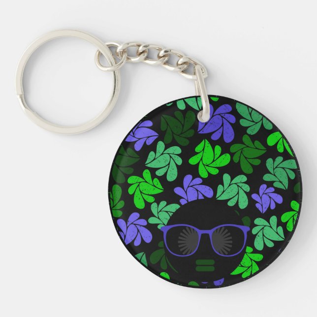 Afro Diva Green & Blue Keychain (Front)