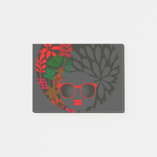 Afro Diva Red Green Slate Black Post-it Notes