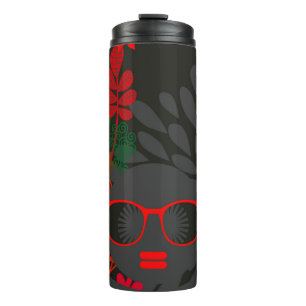 Afro Diva Red Green Slate Black Thermal Tumbler