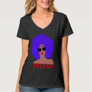 Afro Diva Red Lips Black Girl Magic Sunglasses Puf T-Shirt