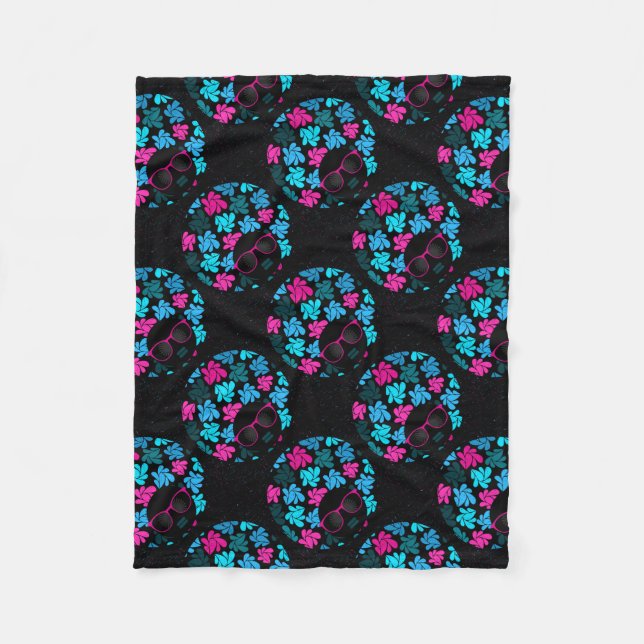Afro Diva Turquoise & Hot Pink Fleece Blanket (Front)