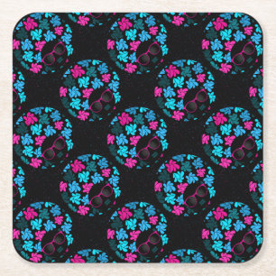Afro Diva Turquoise & Hot Pink Party Supplies Square Paper Coaster