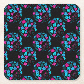 Afro Diva Turquoise & Hot Pink Party Supplies Square Paper Coaster