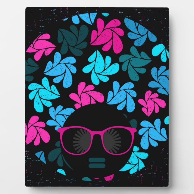 Afro Diva Turquoise & Hot Pink Plaque (Front)
