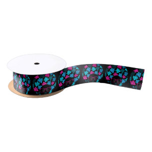 Afro Diva Turquoise & Hot Pink Satin Ribbon