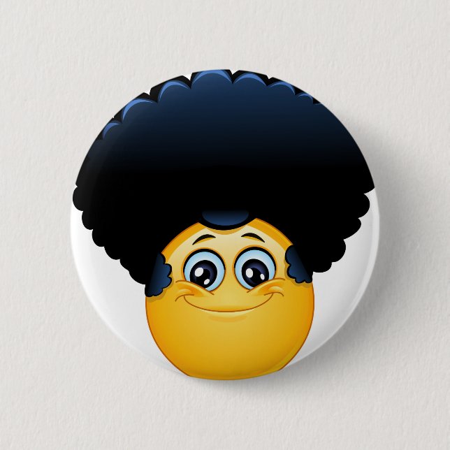 afro emoji 6 cm round badge (Front)