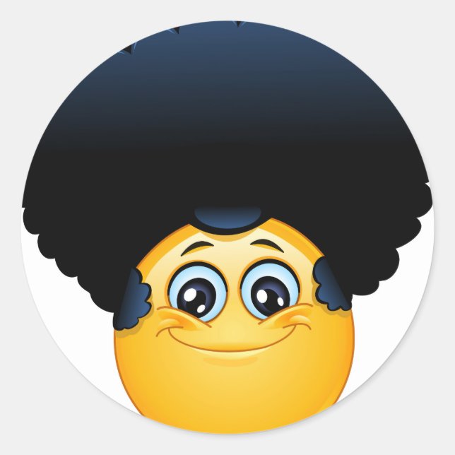 afro emoji classic round sticker (Front)
