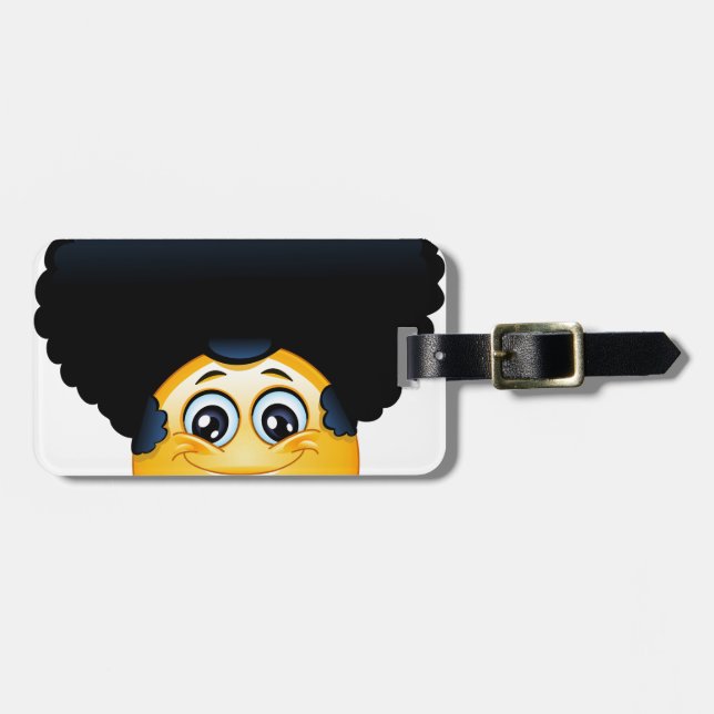 afro emoji luggage tag (Front Horizontal)