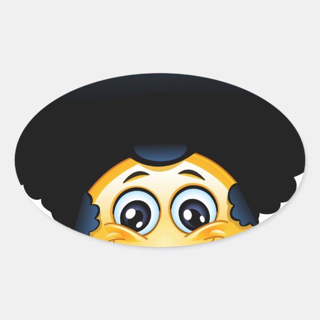 afro emoji oval sticker (Front)