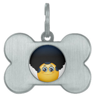 afro emoji pet name tag