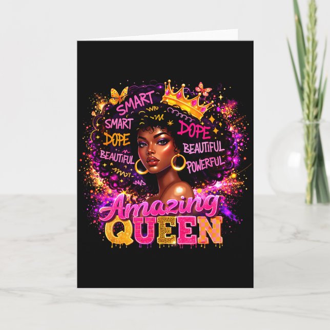 Afro Girl Black Women African Melanin Queen  Card (Front)