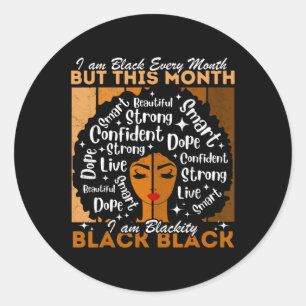 Afro Girl Blackity Black Every Month Black History Classic Round Sticker