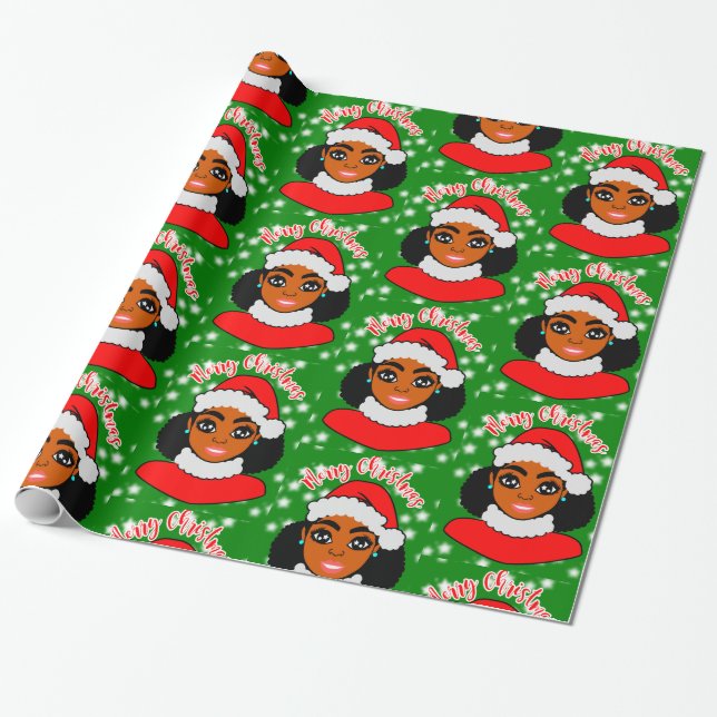 Afro Girl Christmas,Black Woman,Melanin Queen Wrapping Paper (Unrolled)