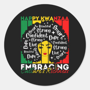 Afro Girl Happy Kwanzaa African American Heritage  Classic Round Sticker