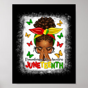Afro Girls Black Women Messy Bun Celebrate Junetee Poster