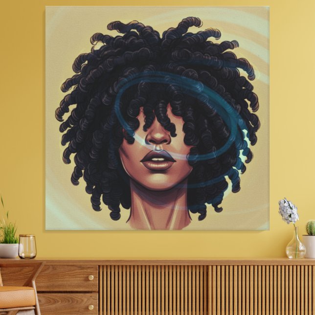 Afro Glow Canvas – Modern Black Art (Insitu(LivingRoom))