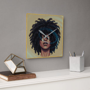 Afro Glow Wall Clock – Modern Black Art