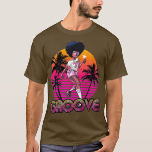 Afro Groove Roller Skate Retro 80s 70s Disco T-Shirt
