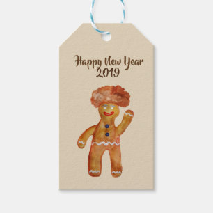 Afro Hair Gingerbread Man stom Gift Tag