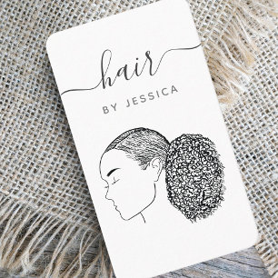 Afro Hair Girl Hairstylist Hair Salon Add Logo Business Card
