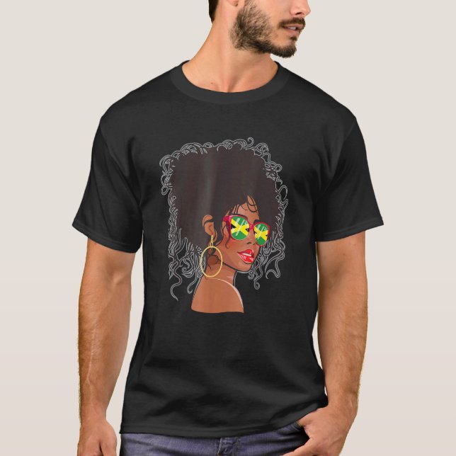 Afro Hair Jamaica  Women Black Melanin Jamaican Fl T-Shirt (Front)