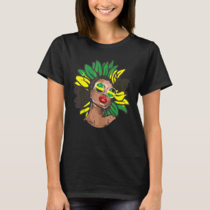 Afro Hair Jamaica Women Black Melanin Jamaican Fl T-Shirt